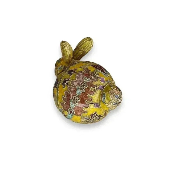 Vintage Cloisonne Enamel Bunny Rabbit Floral/Gold Decorated 3" - Picture 3 of 5